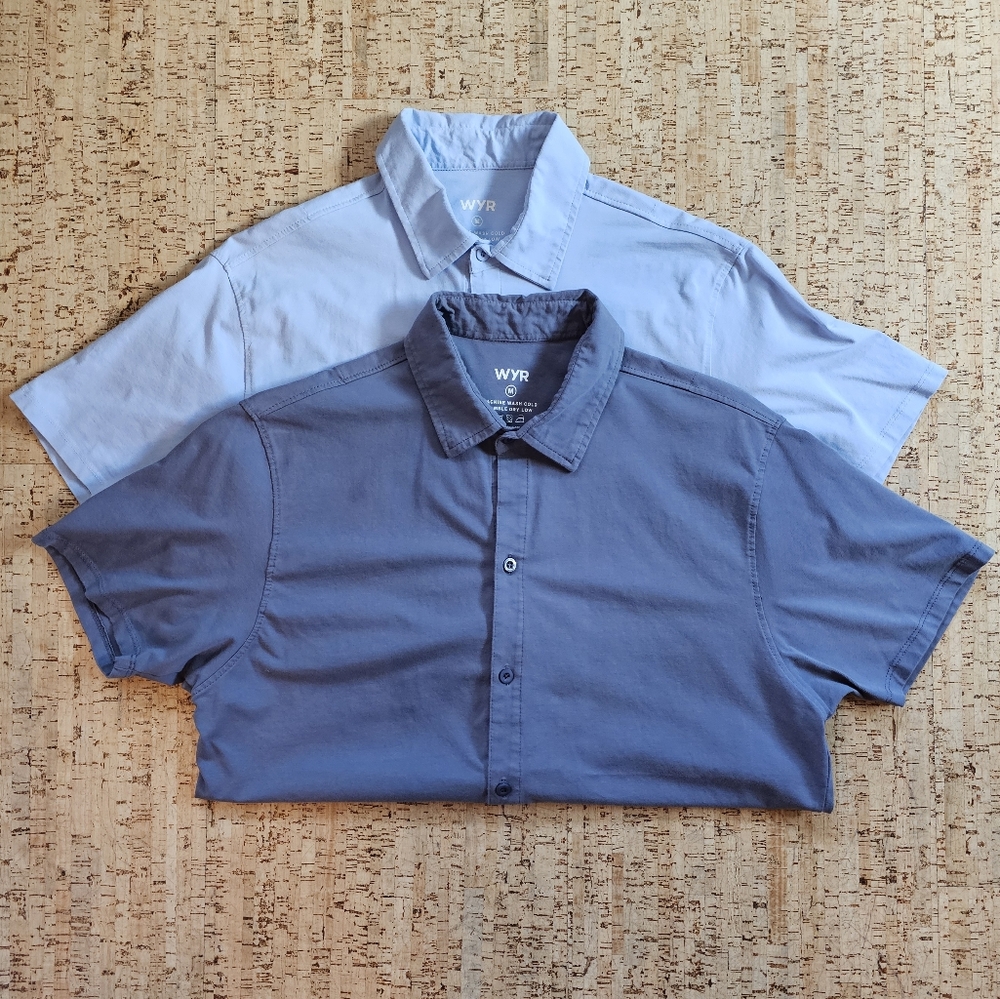 Two WYR giza cotton short sleeve button ups